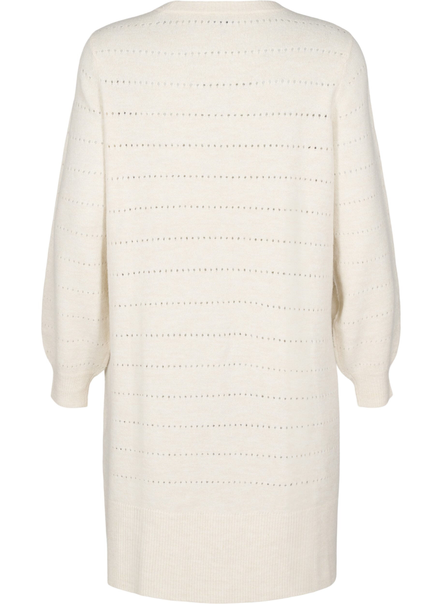 Zizzifashion Knit dress with slits and lace pattern, Birch Mel., Packshot image number 1