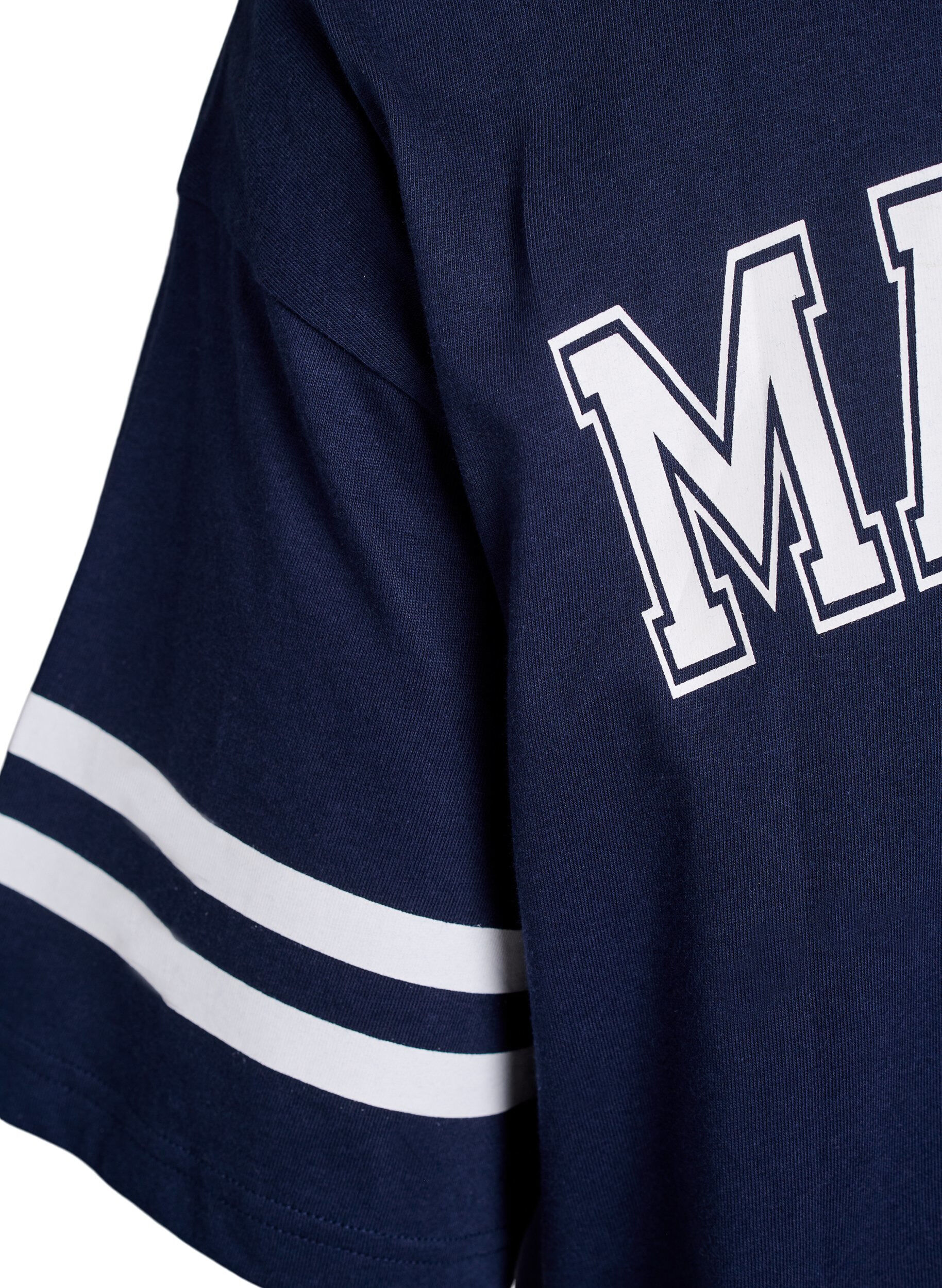 Zizzifashion Short T-shirt dress with sporty details, Blue, Packshot image number 4