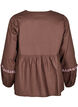 Blouse with open front and embroidered details, Brown, Packshot image number 1