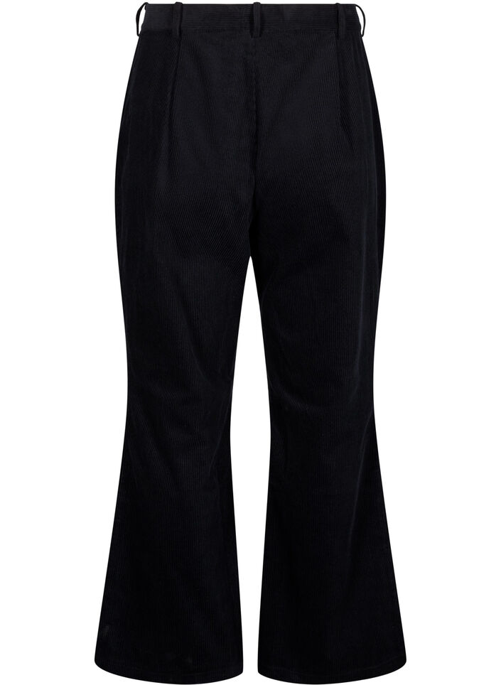 Bootcut corduroy pants with a high waist, Black, Packshot image number 1