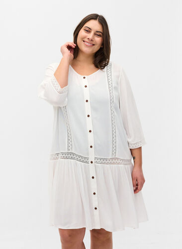 Viscose beach dress with button fastening, Snow White, Model image number 0