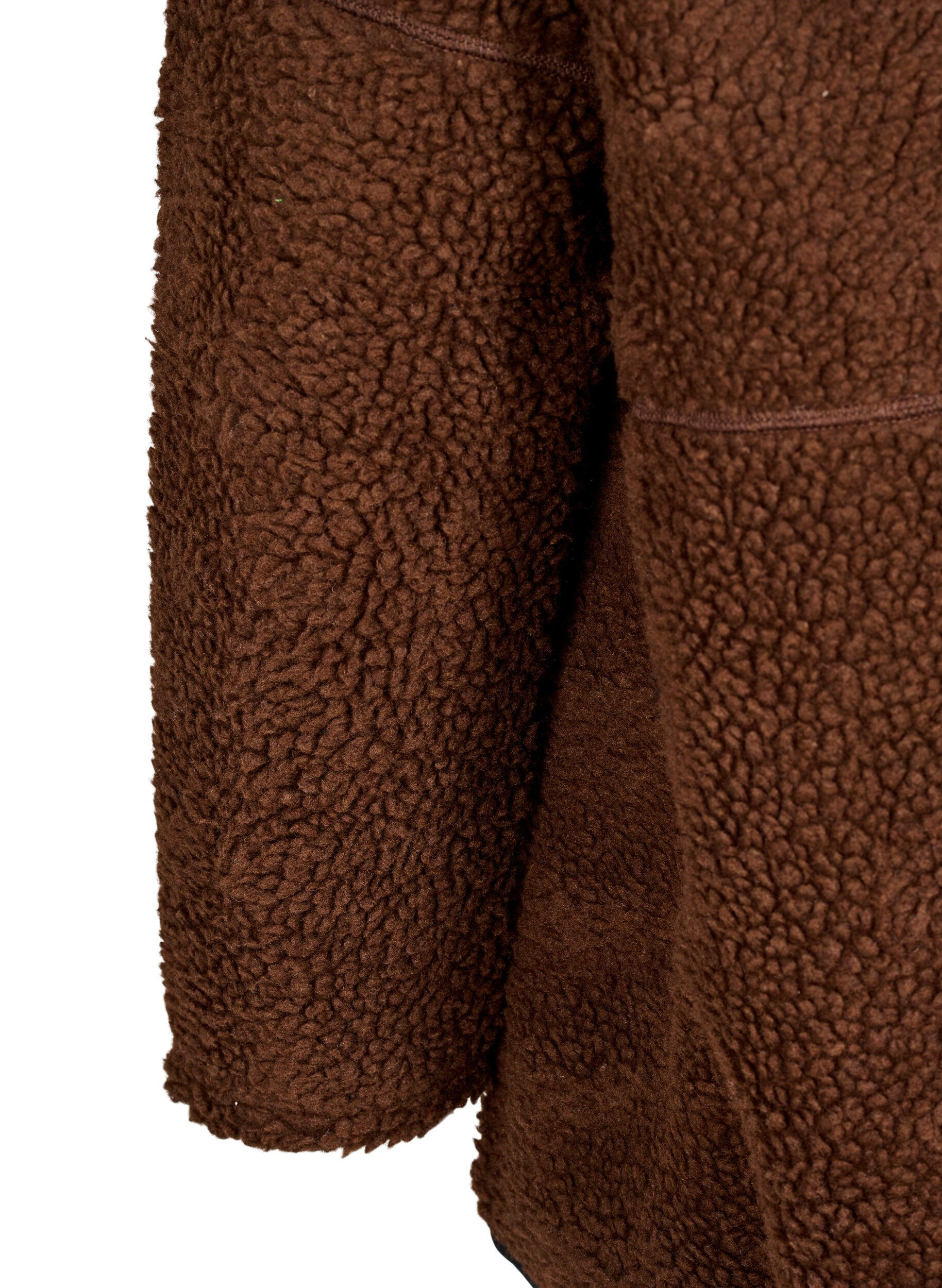 Zizzifashion Sporty teddy fleece jacket with zipper, Brown, Packshot image number 3