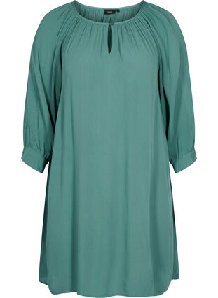 Viscose tunic with 3/4 sleeves, Sagebrush Green, Packshot image number 0