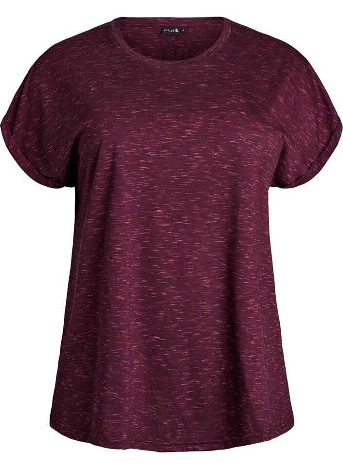 Loose workout t-shirt with short sleeves, Dark Bordeaux, Packshot image number 0