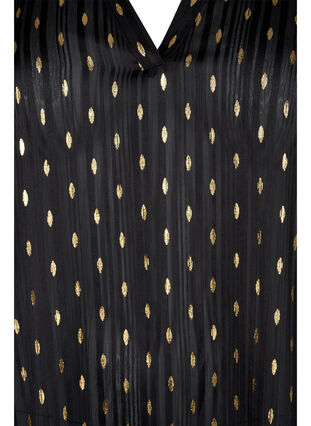 Printed top with smock and v-neckline, Black w. Gold, Packshot image number 2