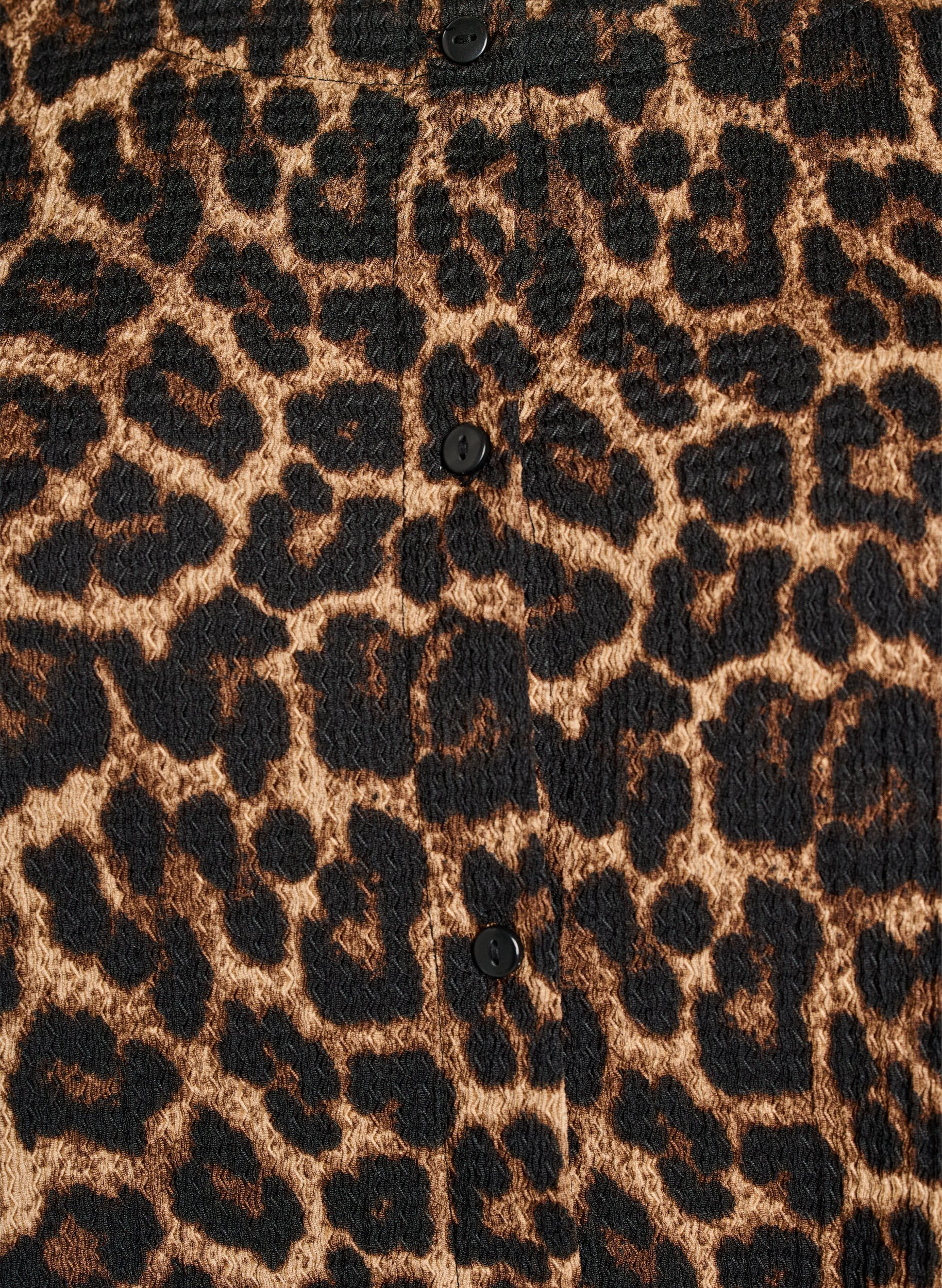 Zizzifashion Short-sleeved blouse with texture and button fastening, Black, Packshot image number 2