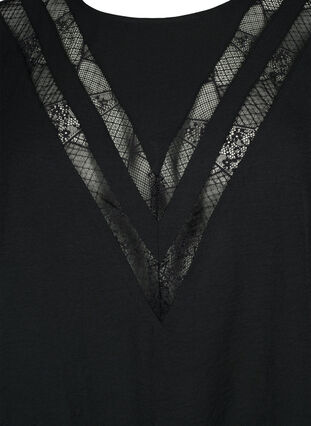 Long-sleeved blouse with lace, Black, Packshot image number 2