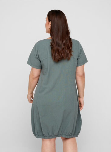 Short-sleeved cotton dress, Balsam Green, Model image number 1