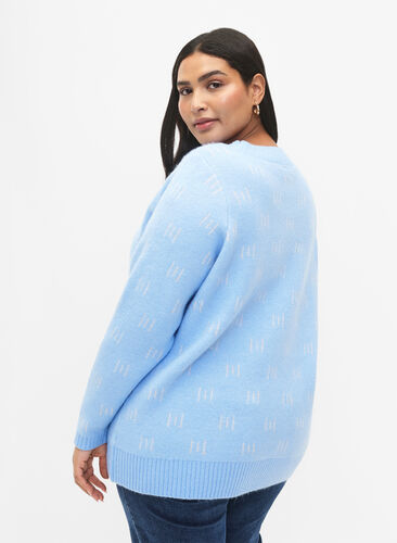 Patterned pullover, Blue Bell/Birch, Model image number 1