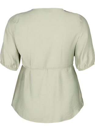 Wrap blouse in viscose with 1/2 sleeves, Seagrass , Packshot image number 1