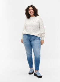Emily jeans with slim fit and normal waist, Blue denim, Model