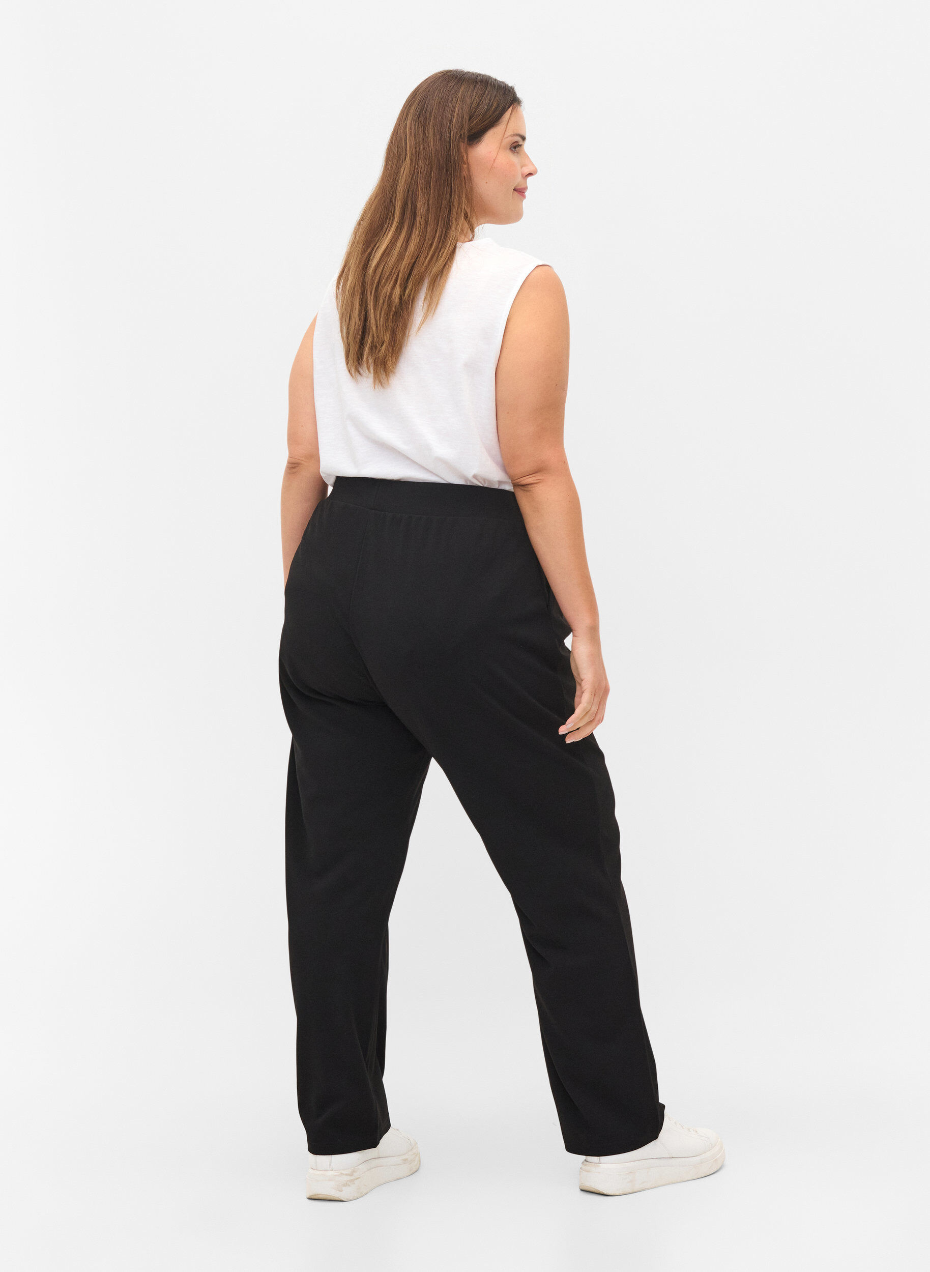 Zizzifashion Loose trousers with elasticated waist, Black, Model image number 1