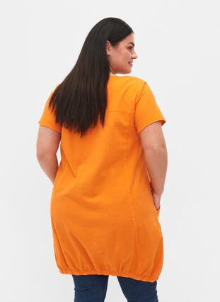 Short-sleeved cotton dress, Orange Tiger, Model image number 1