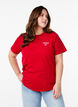 T-shirt with text print and round neck, Red, Model image number 0