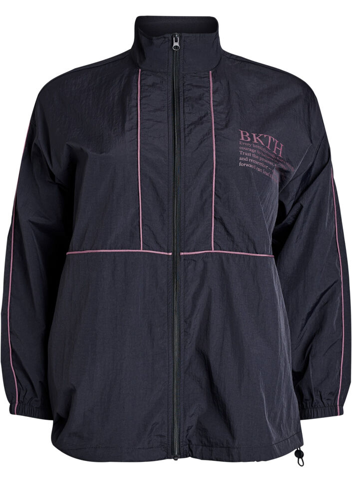 Lightweight jacket with contrast piping, Black, Packshot image number 0