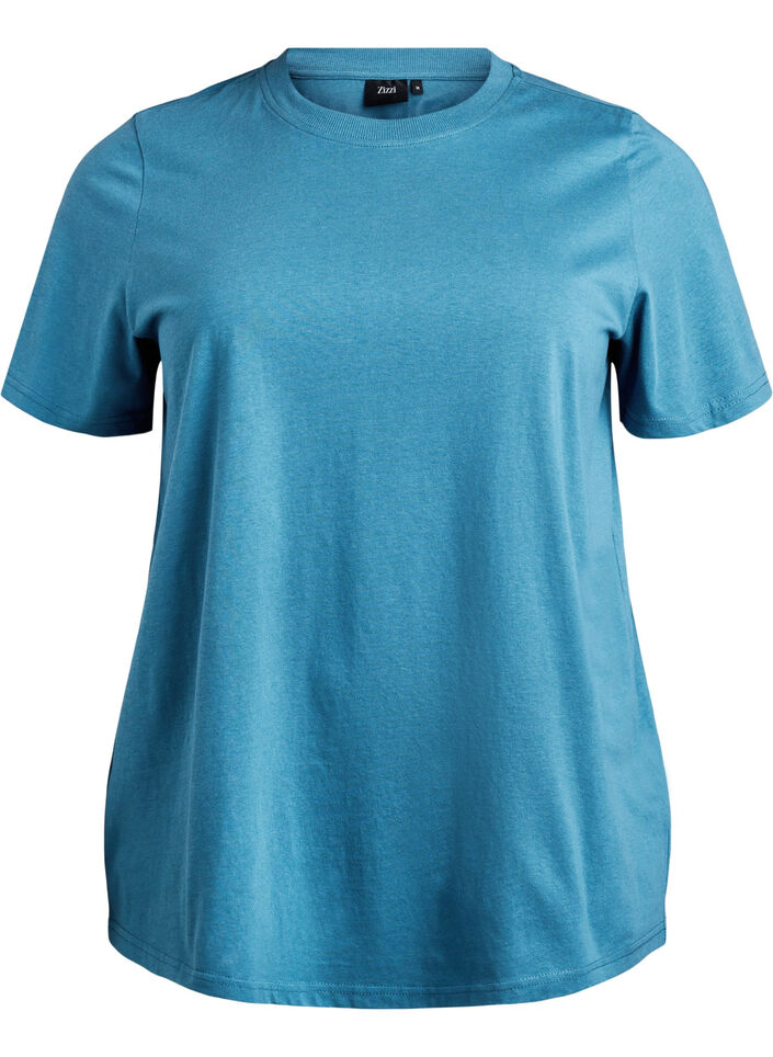 Basic cotton T-shirt with round neck, Grey, Packshot image number 0