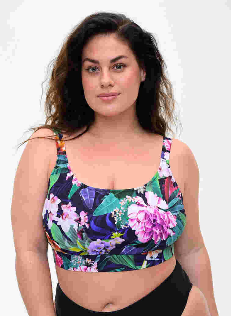 Bikini top with adjustable shoulder straps, Flower Print, Model image number 0