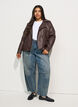 Biker jacket in faux leather, Brown, Model image number 1