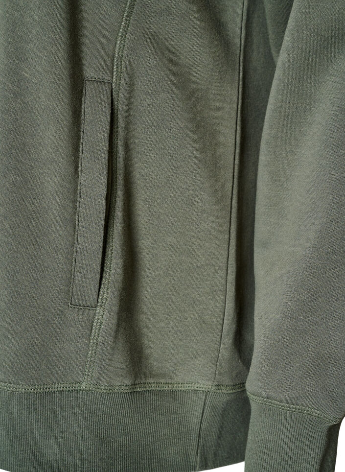 Sweatshirt with high collar and pockets, Green, Packshot image number 3