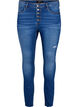 High-waisted Amy jeans with buttons, Blue denim, Packshot image number 0