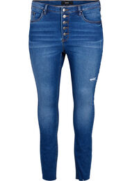 High-waisted Amy jeans with buttons, Blue denim, Packshot