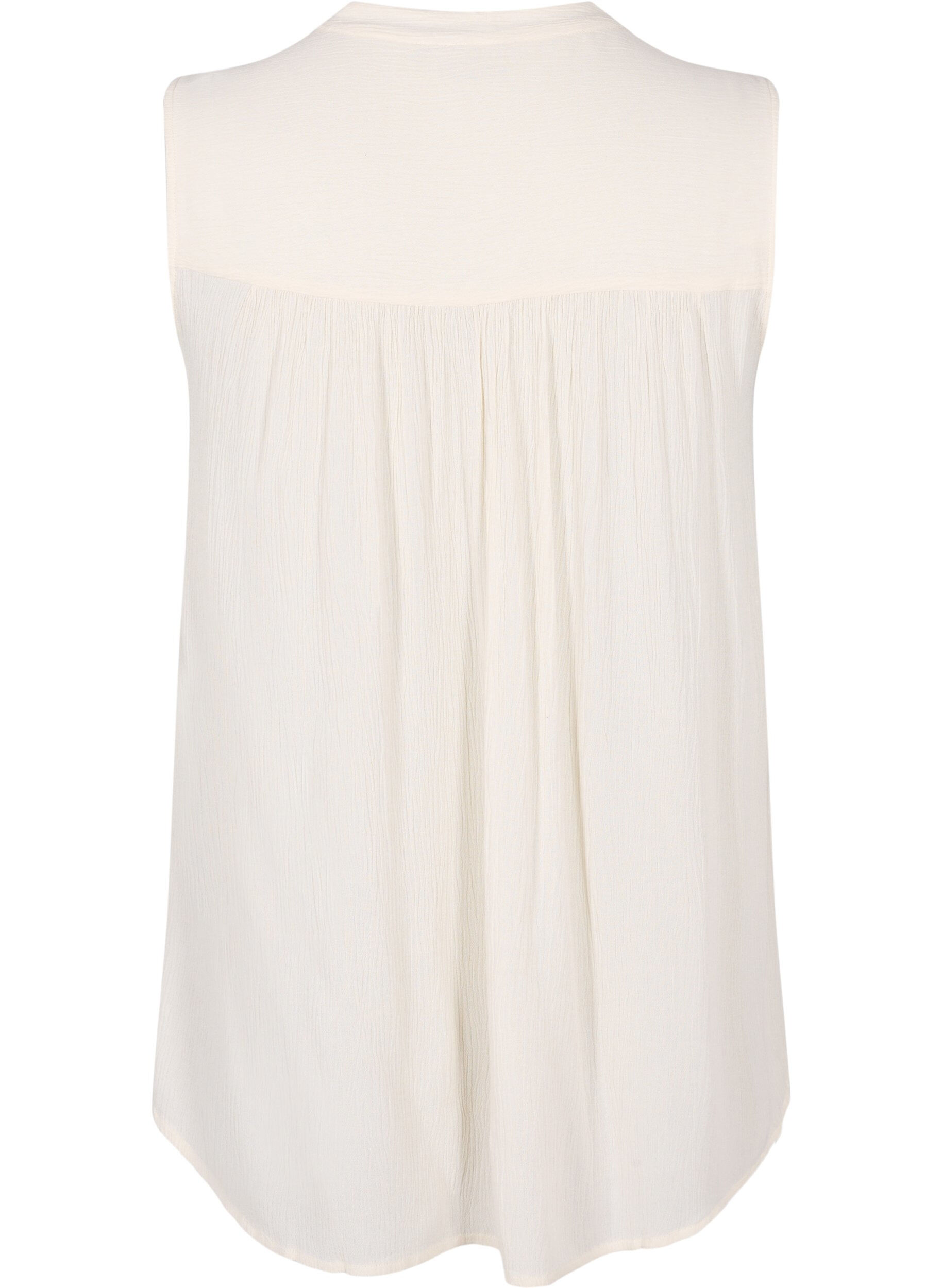 Zizzifashion Sleeveless viscose blouse with crochet detail, Bone White, Packshot image number 1
