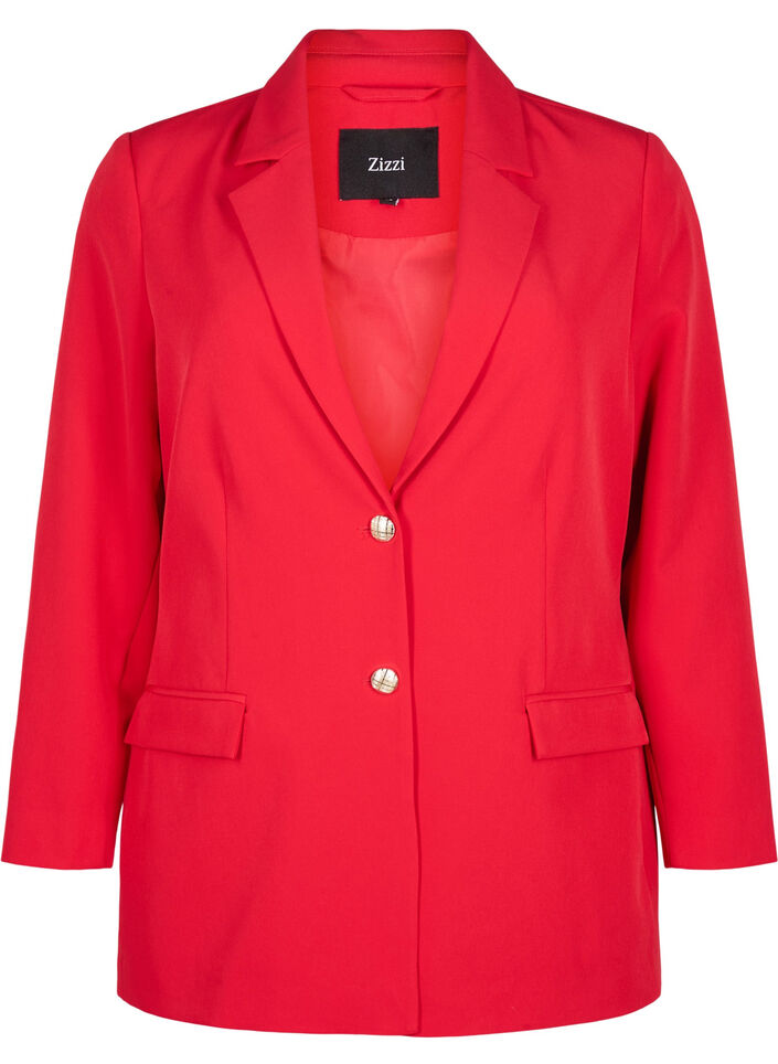 Suit jacket with gold buttons and pockets, Tango Red, Packshot image number 0