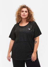Workout t-shirt with print and mesh, Black, Model