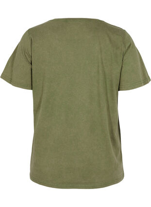Cotton t-shirt in acid wash and stones, Ivy Green Wash, Packshot image number 1