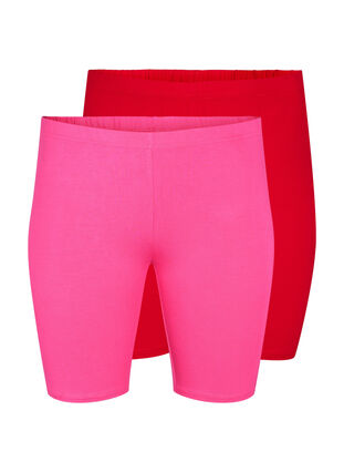 2-pack viscose cycling shorts, Fuchsia P./Tango red, Packshot image number 0