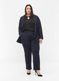 Pinstripe trousers with straight legs, Navy Stripe, Model