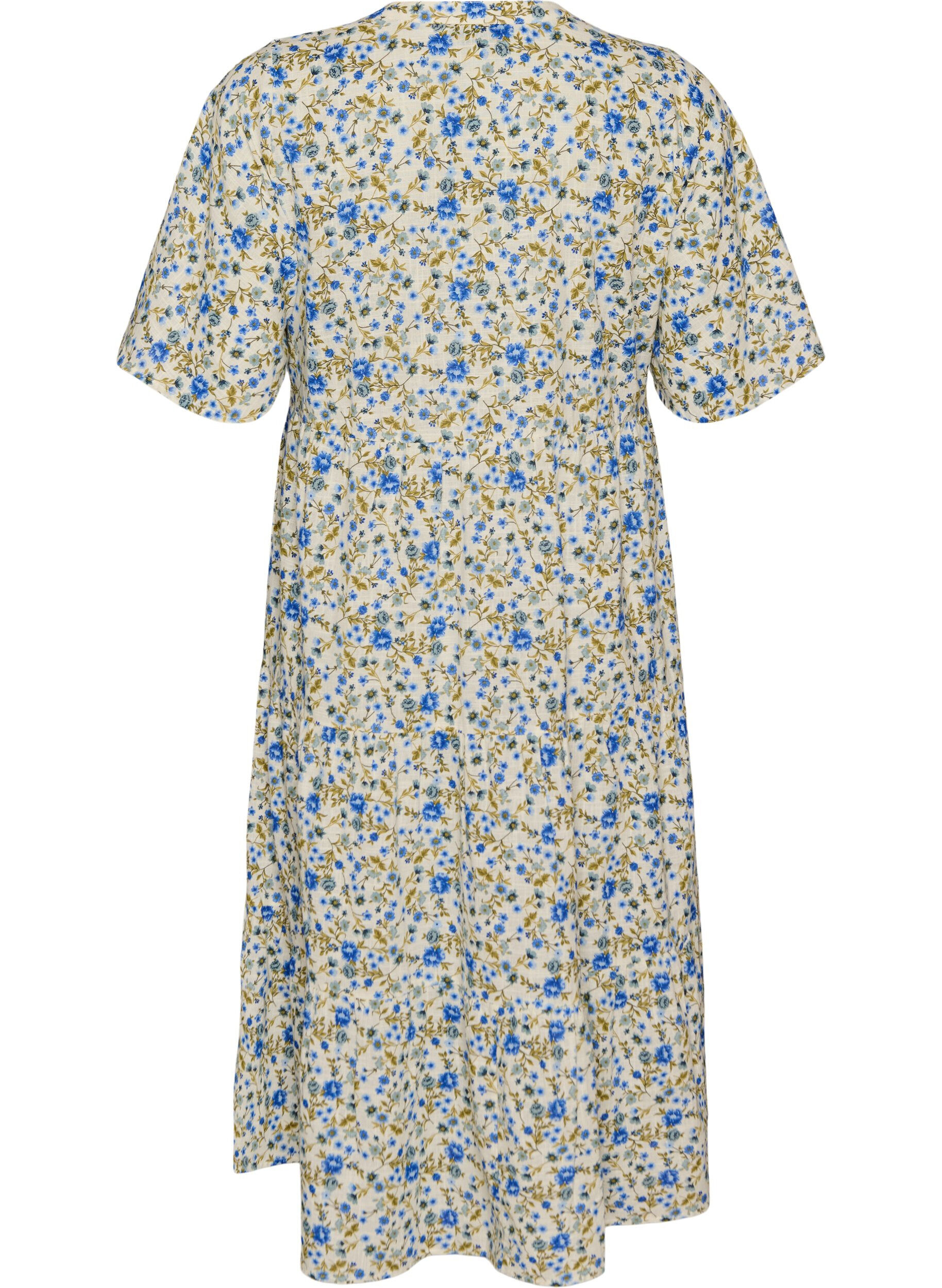 ZizzifashionCotton midi dress with floral print, Blue, Packshot image number 1