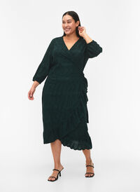 FLASH - Wrap Dress with 3/4 Sleeves, Scarab, Model