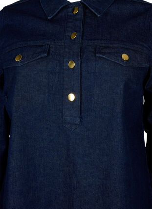 Denim dress with A-shape and buttons, Dark Blue Denim, Packshot image number 2