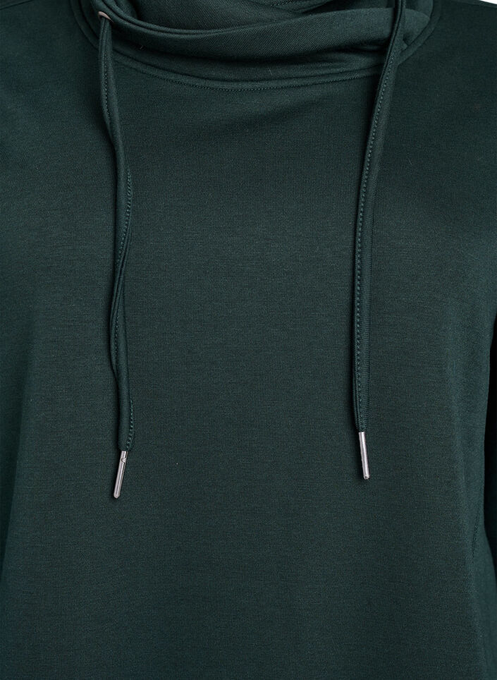 Sweatshirt with high collar and pockets, Green, Packshot image number 2