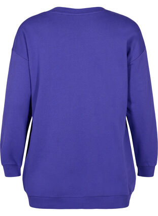 Printed cotton sweatshirt, Deep Blue, Packshot image number 1