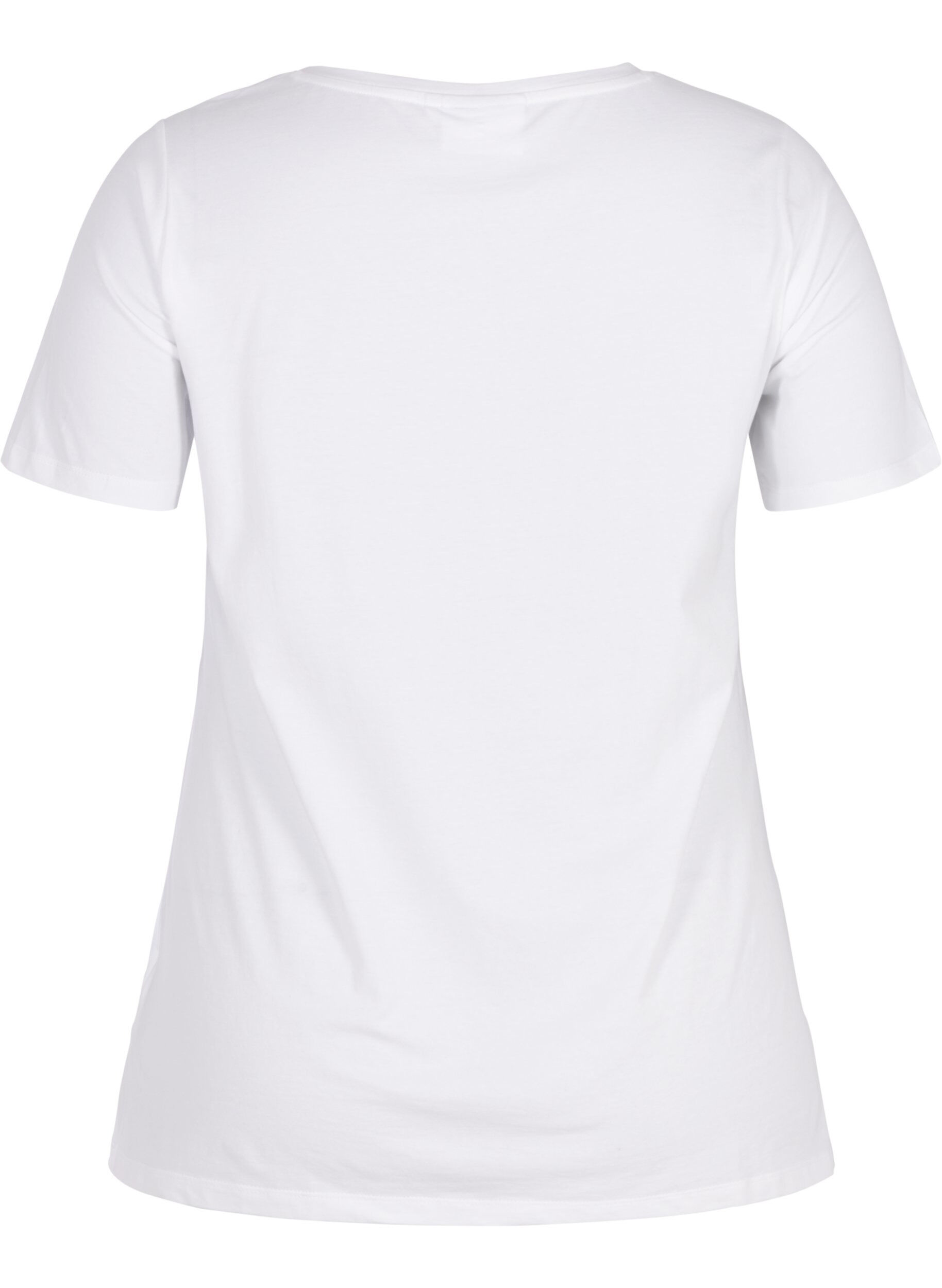 ZizzifashionBasic plain cotton t-shirt, White, Packshot image number 1