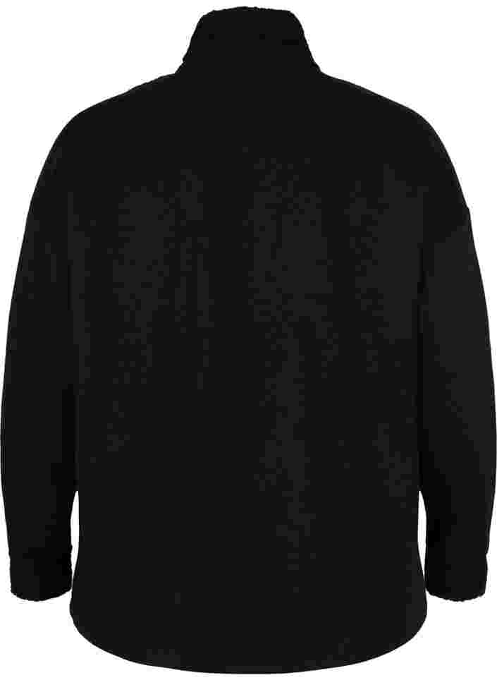 	 High neck sweatshirt with teddy and zip, Black, Packshot image number 1