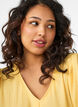 Midi dress with V-neck and texture, Yellow, Model image number 2