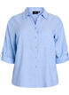 Shirt in linen and viscose with 3/4 sleeves, Blue, Packshot image number 0