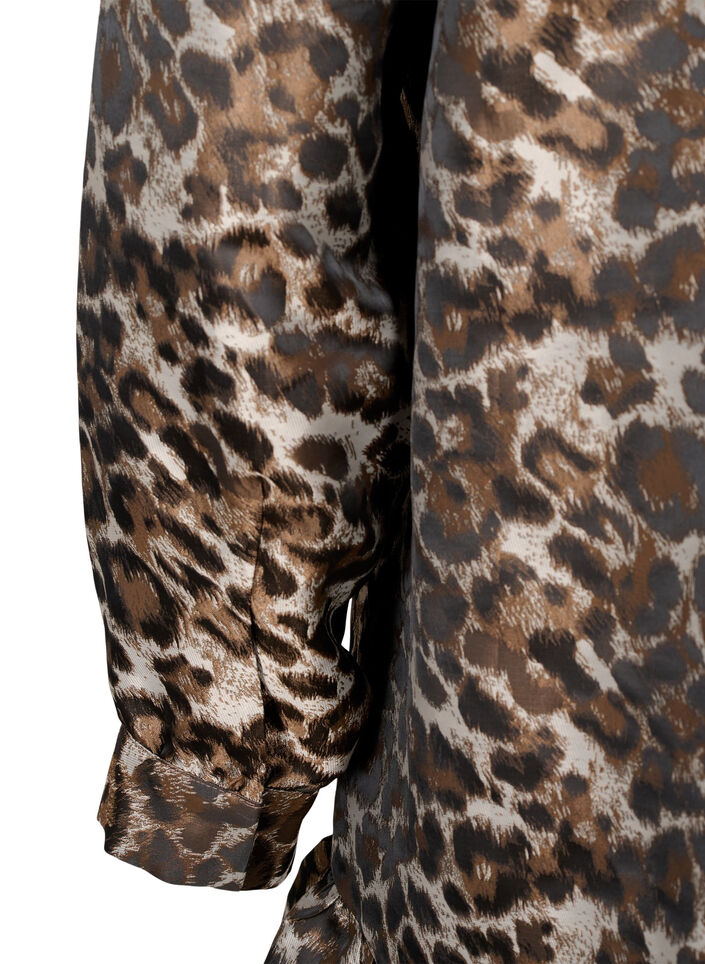 Short jacquard dress with leopard pattern, Brown Leo AOP, Packshot image number 3