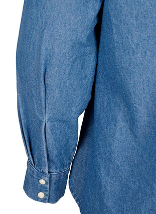 Floral denim shirt with chest pocket, Light Blue Denim, Packshot image number 4