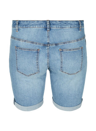 Close-fitting denim shorts with slit details, Light blue denim, Packshot image number 1