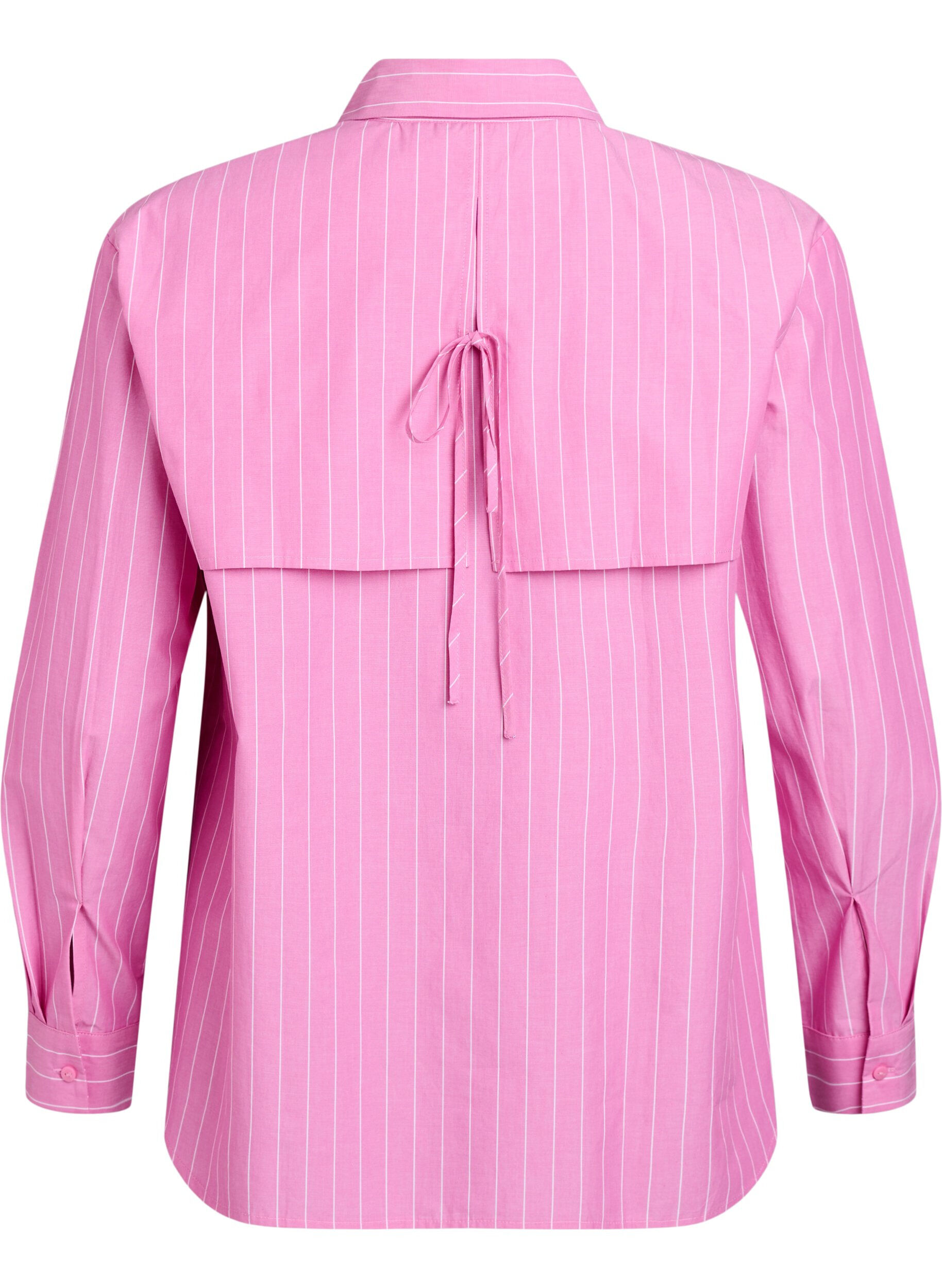 Zizzifashion Shirt blouse with pinstripes and tie detail at the back, Pink, Packshot image number 1