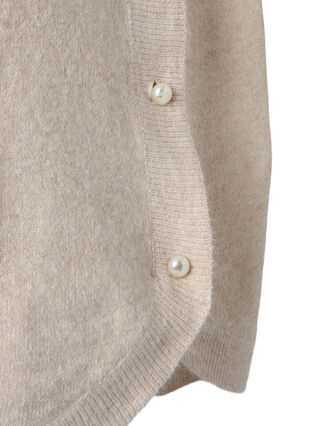 Knitted melange pullover with pearl buttons on the sides	, Pumice Stone Mel., Packshot image number 3