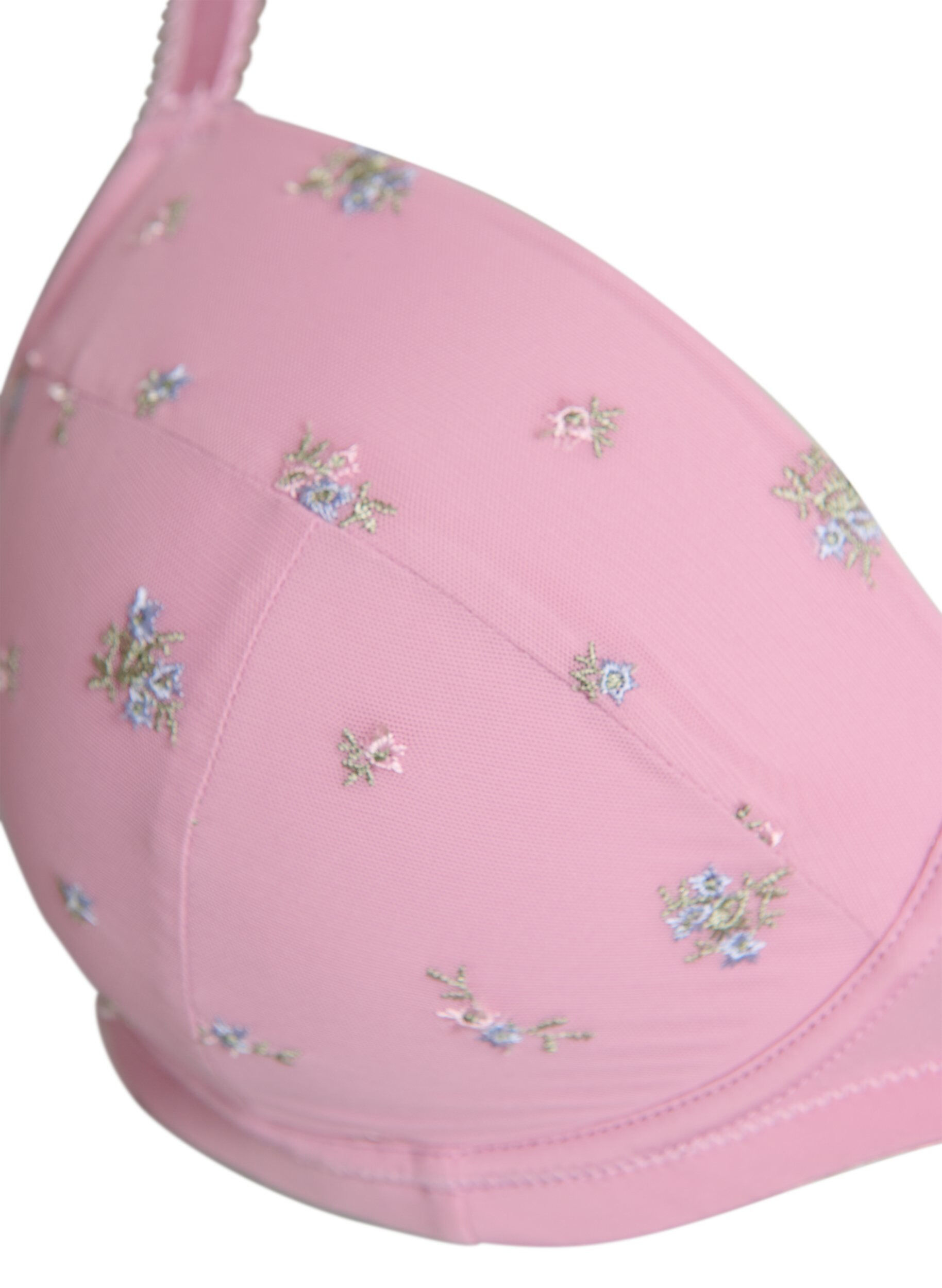 Zizzifashion Padded bra with mesh and floral embroidery, Red, Packshot image number 2