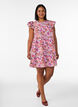 Floral cotton dress with ruffles and V-neck, Pink, Model image number 1
