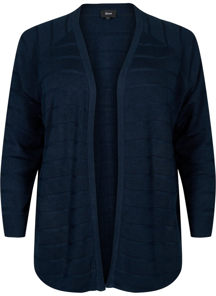 Striped tone-on-tone cardigan, Navy Blazer, Packshot image number 0