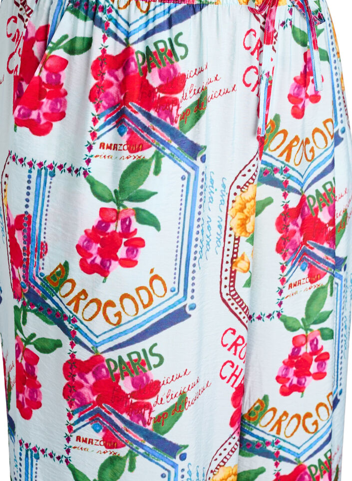 Straight-leg trousers with a colourful print, Light Blue, Packshot image number 2