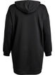 Short hoodie dress with a kangaroo pocket, Black, Packshot image number 1